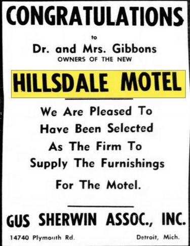 Baw Beese Inn (Hillsdale Motel) - June 1967 Ad